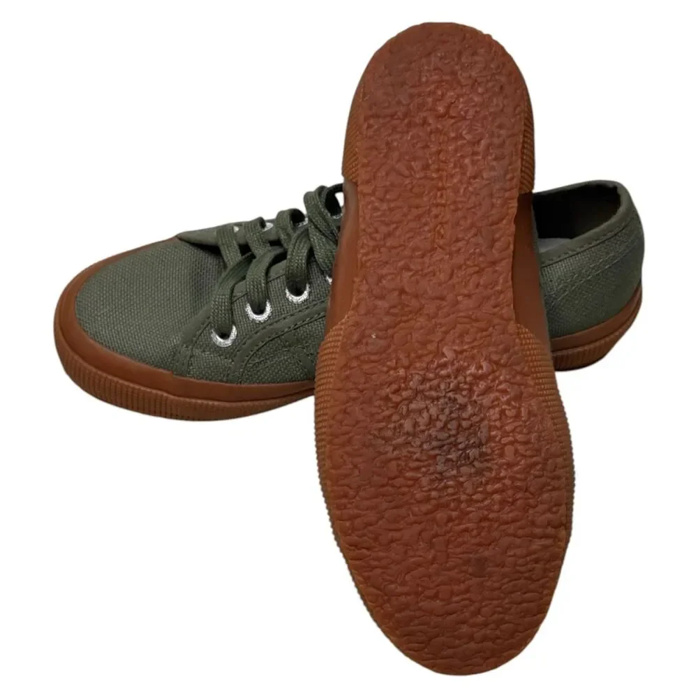 Superga 2750 COTU Classic Womens 5.5 Olive Green Canvas Sneakers Low Top